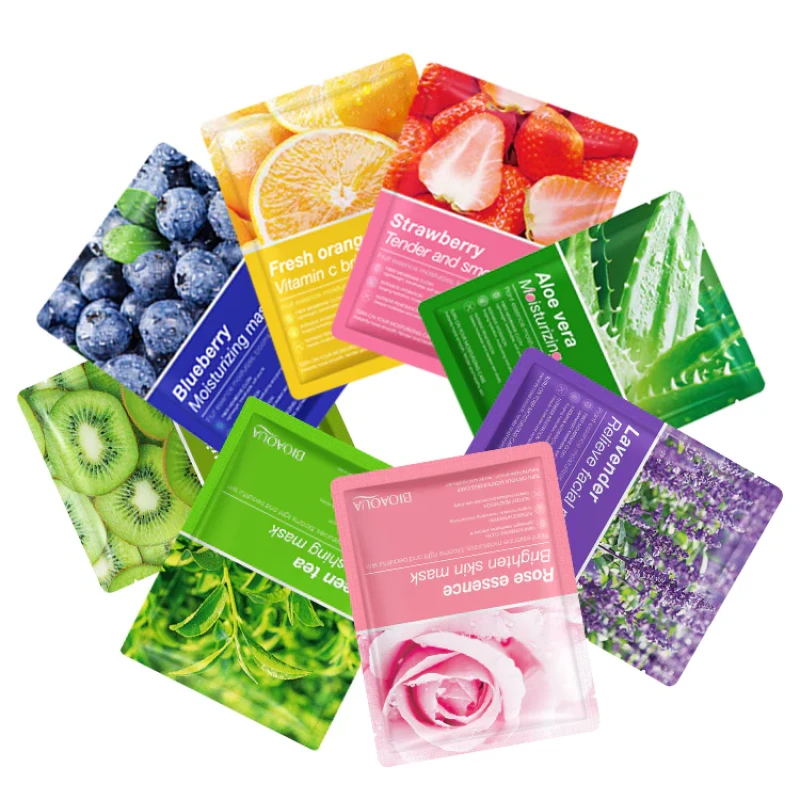 BioAqua Pack of 5 Fruits & Plants Extract Facial Mask Sheet